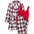 Women's Waffle 3 Piece Pajama Set - Tank Pants and Cardigan Robe, Front