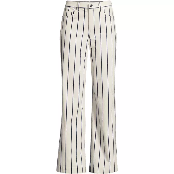 Women's Plus Size High Rise 5 Pocket Wide Leg Chino Oxford Stripe Pants - primary