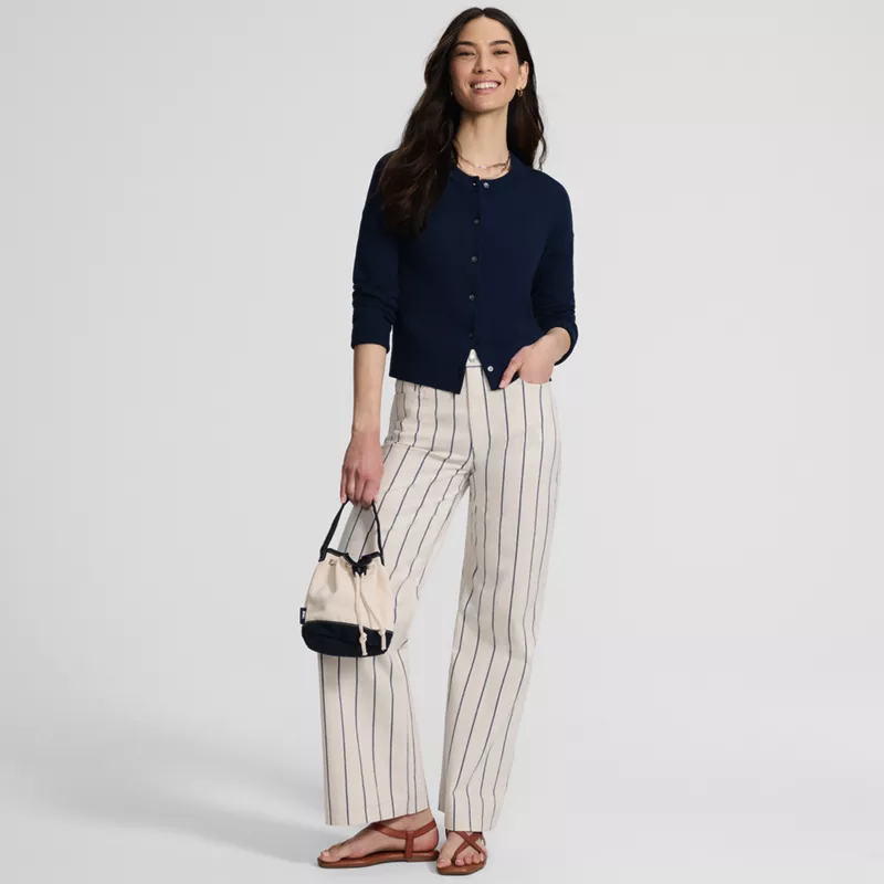 Women's High Rise 5 Pocket Wide Leg Chino Oxford Stripe Pants, alternative image