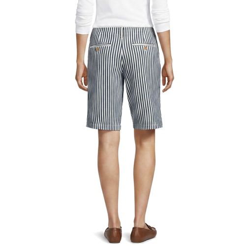 Women's Elastic Back Classic 12" Chino Oxford Stripe Shorts - image 3