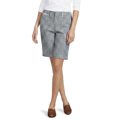 Women's Elastic Back Classic 12" Chino Oxford Stripe Shorts - image 2