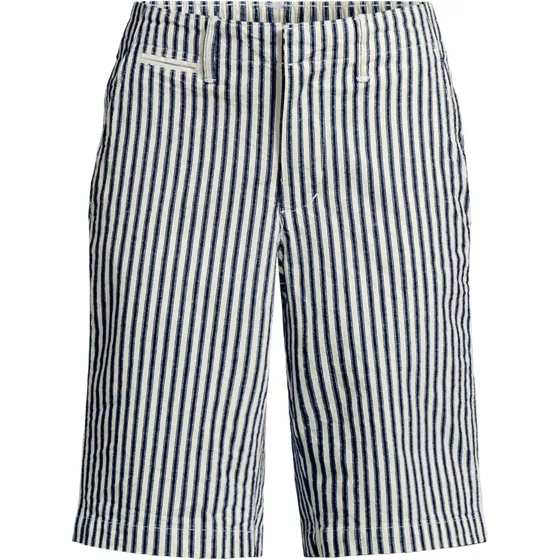Women's Elastic Back Classic 12" Chino Oxford Stripe Shorts - primary
