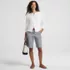 Women's Elastic Back Classic 12" Chino Oxford Stripe Shorts, alternative image