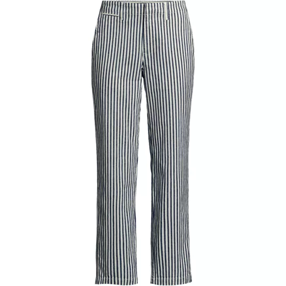 Women's Plus Size Mid Rise Classic Straight Leg Oxford Stripe Ankle Pants - primary