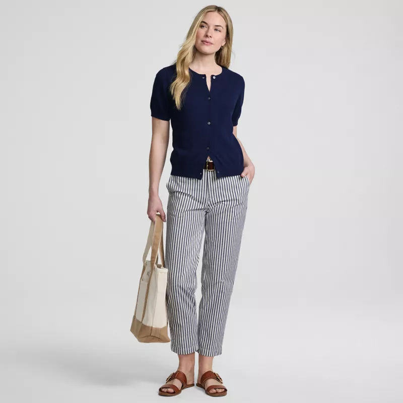 Women's Tall Mid Rise Classic Straight Leg Oxford Stripe Ankle Pants, alternative image