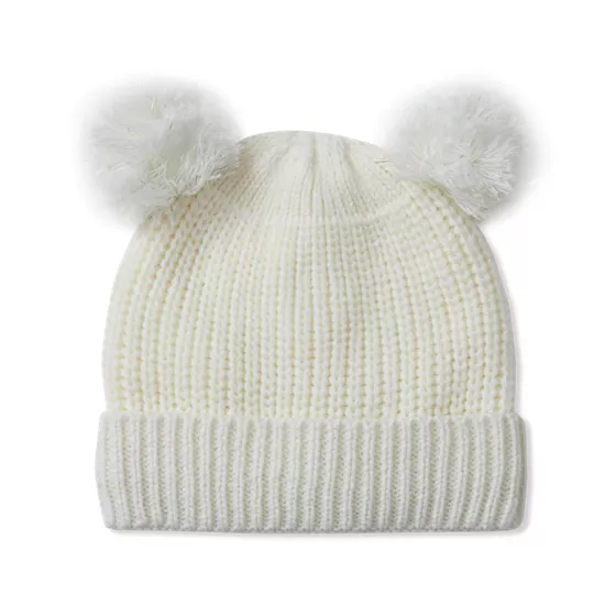Girls Fleece Lined Pom Pom Hat - primary