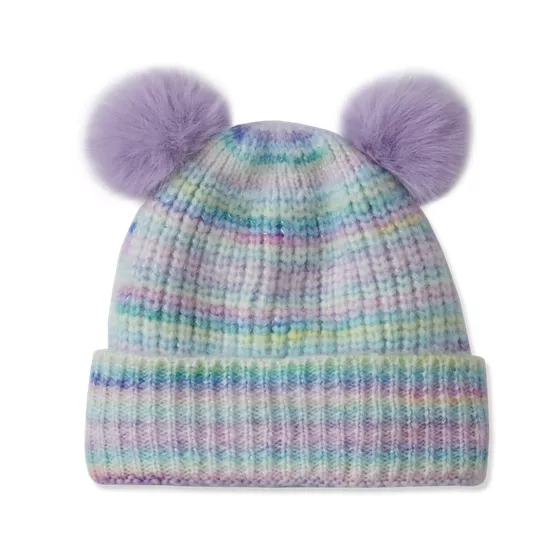 Girls Fleece Lined Pom Pom Hat - primary