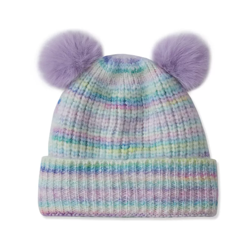 Girls Fleece Lined Pom Pom Hat, alternative image