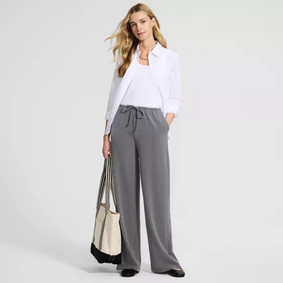 Women's Washable Suiting Mid Rise Wide Leg Pants - primary