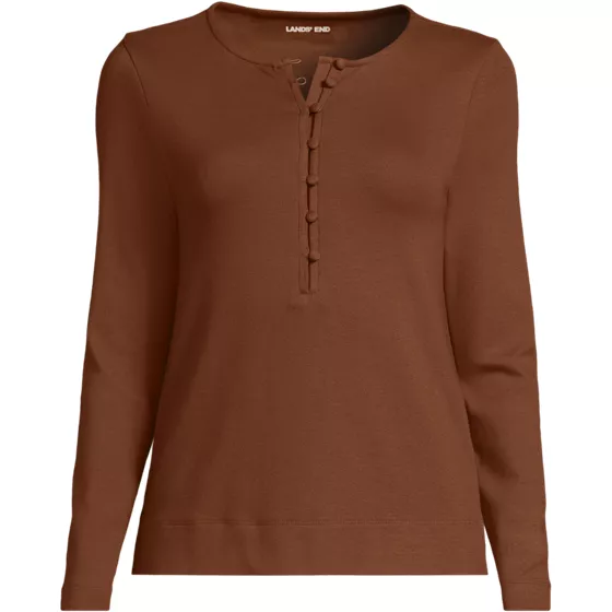 Women's Plus Size Long Sleeve Polished Essentials Henley - primary