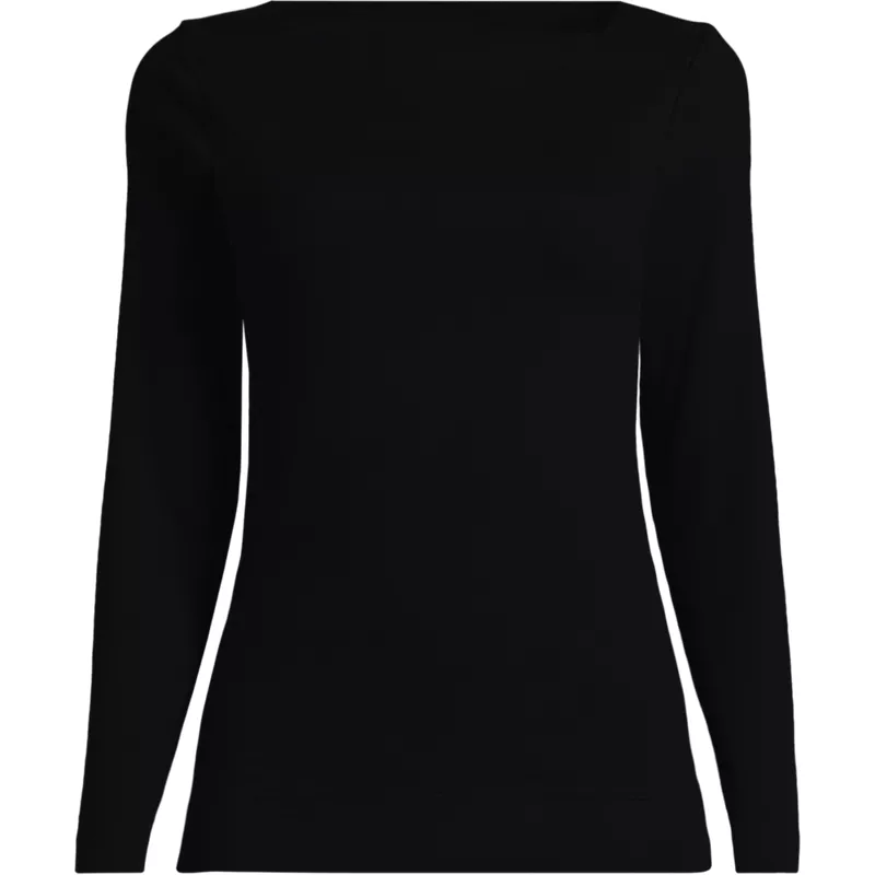 Women's Long Sleeve Polished Essentials Straight Neck Tee, Front