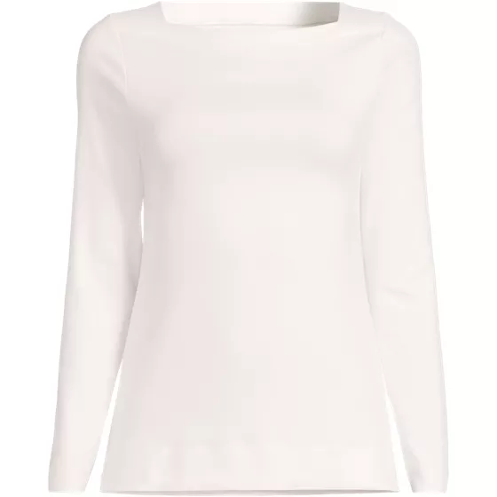 Women's Long Sleeve Polished Essentials Straight Neck Tee - primary