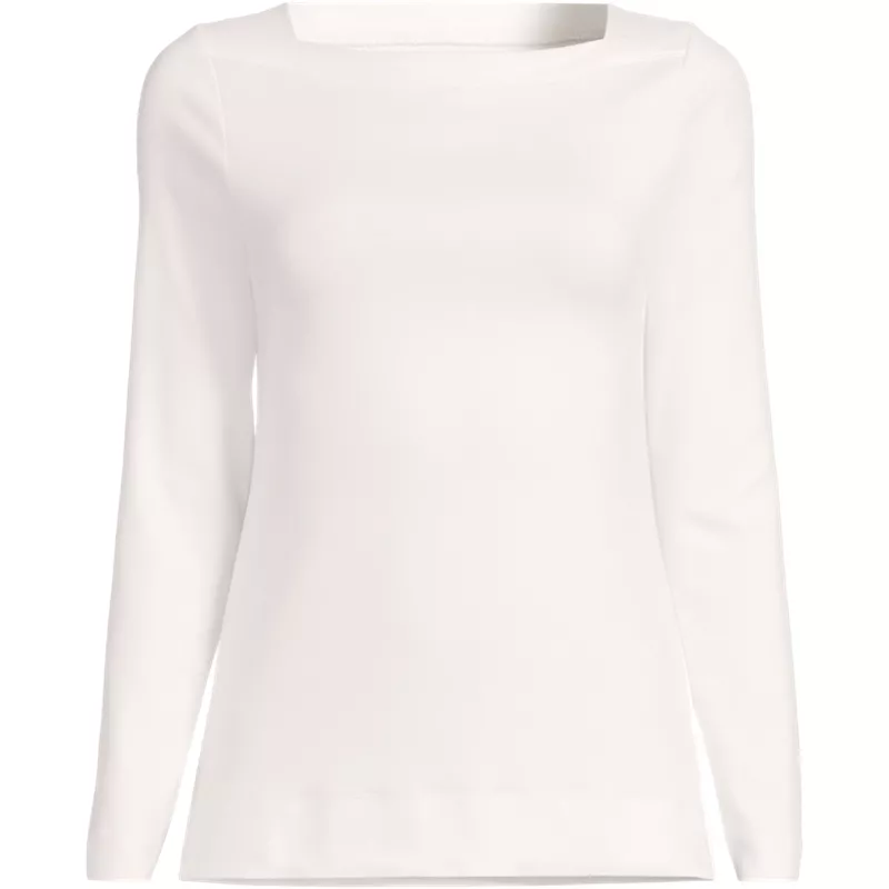 Women's Long Sleeve Polished Essentials Straight Neck Tee, Front