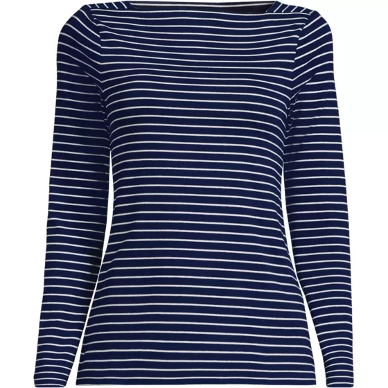 Women's Plus Size Long Sleeve Polished Essentials Straight Neck Tee - primary