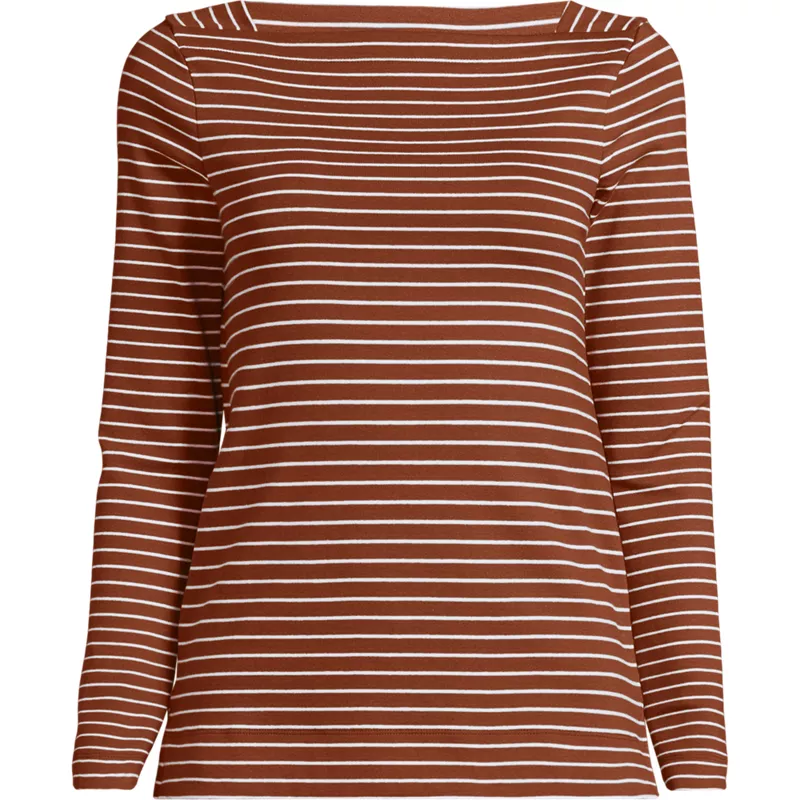 Women's Long Sleeve Polished Essentials Straight Neck Tee, Front