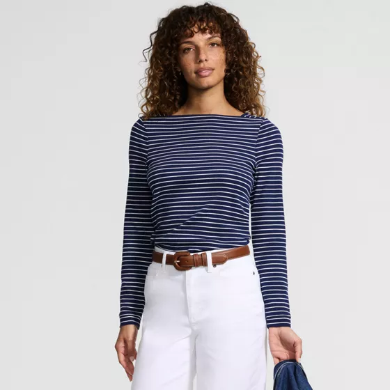 Women's Long Sleeve Polished Essentials Straight Neck Tee - primary