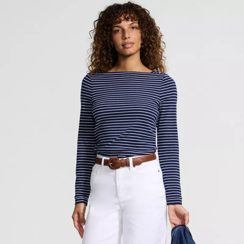 Women's Long Sleeve Polished Essentials Straight Neck Tee, alternative image