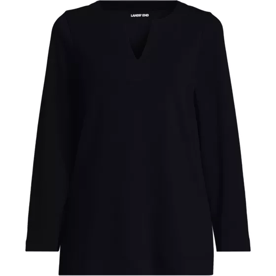 Women's Long Sleeve Polished Essentials Notch Neck Tunic Top - primary