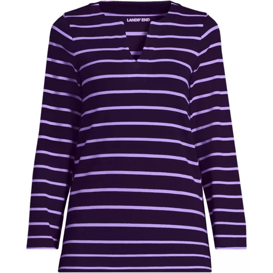 Women's Long Sleeve Polished Essentials Notch Neck Tunic Top - primary