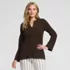 Women's Petite Long Sleeve Polished Essentials Notch Neck Tunic Top, alternative image