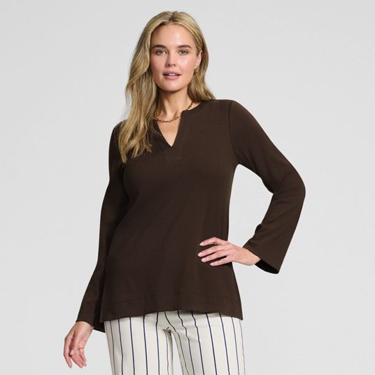 Denim Rib Terry Cloth Birdseye Tops | Lands' End
