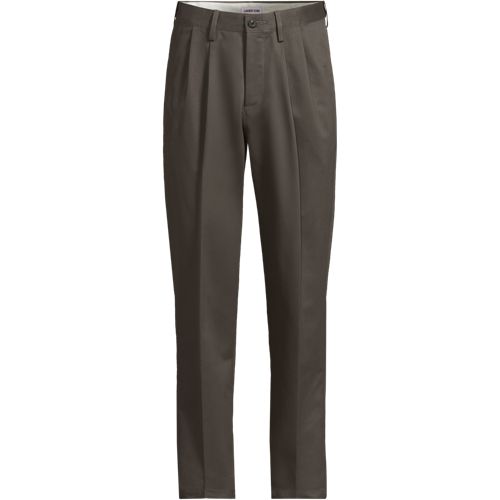 Pleated Non-iron Chinos, Comfort Waist, Traditional Fit, Men, size: 33 34, regular, Brown, by Lands' End