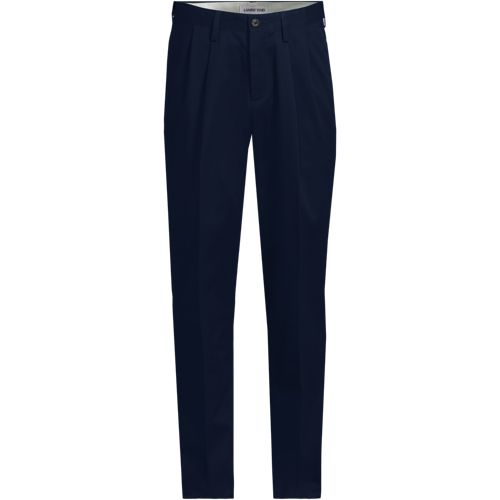Pleated Non-iron Chinos, Comfort Waist, Traditional Fit, Men, size: 33 32, regular, Blue, by Lands' End