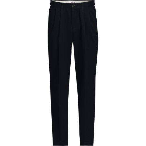 Pleated Non-iron Chinos, Comfort Waist, Traditional Fit, Men, size: 33 30, regular, Black, by Lands' End