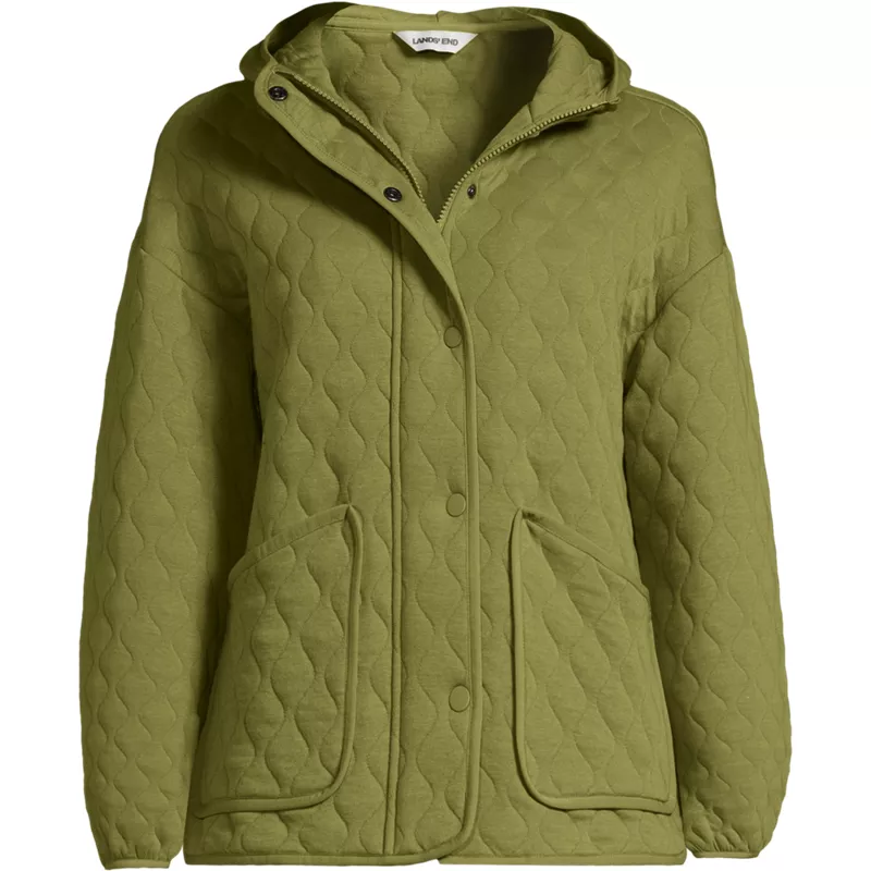 Women's RainDefense Knit Quilted Hooded Full Zip Jacket, Front