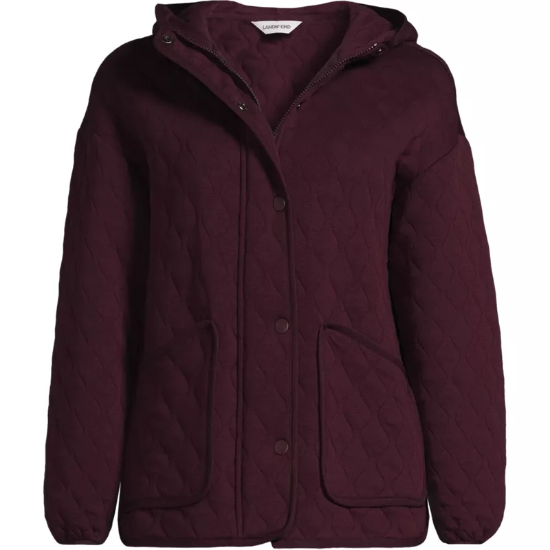 Women's RainDefense Knit Quilted Hooded Full Zip Jacket, Front