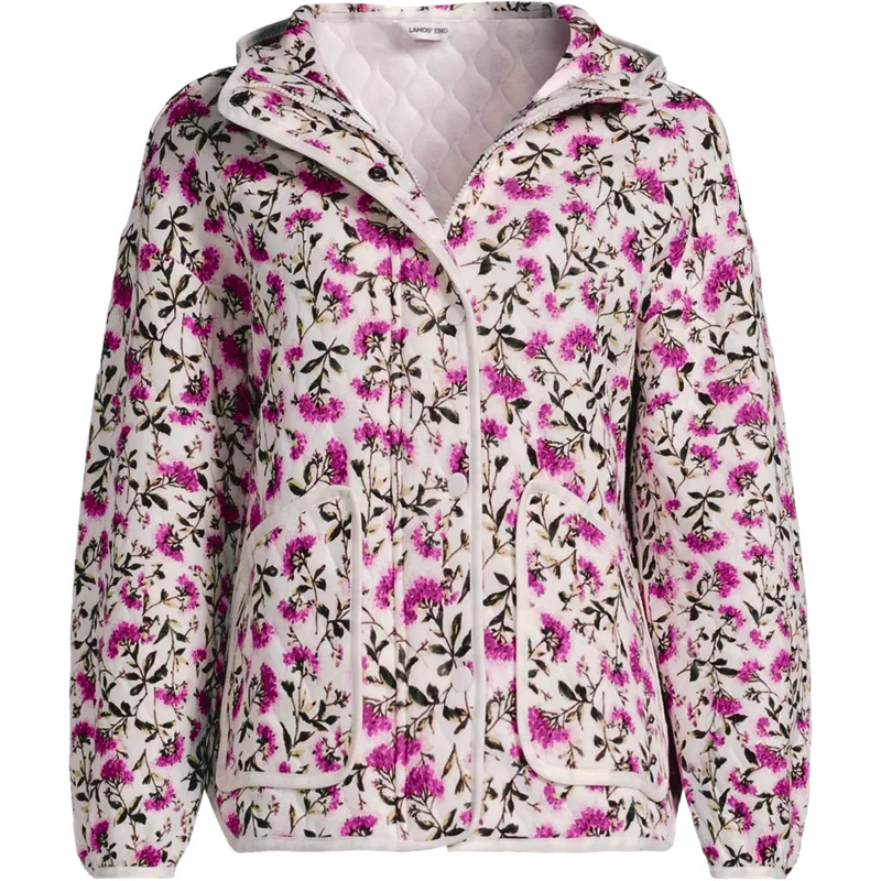 Women's Plus Size RainDefense Knit Quilted Hooded Full Zip Jacket, Front