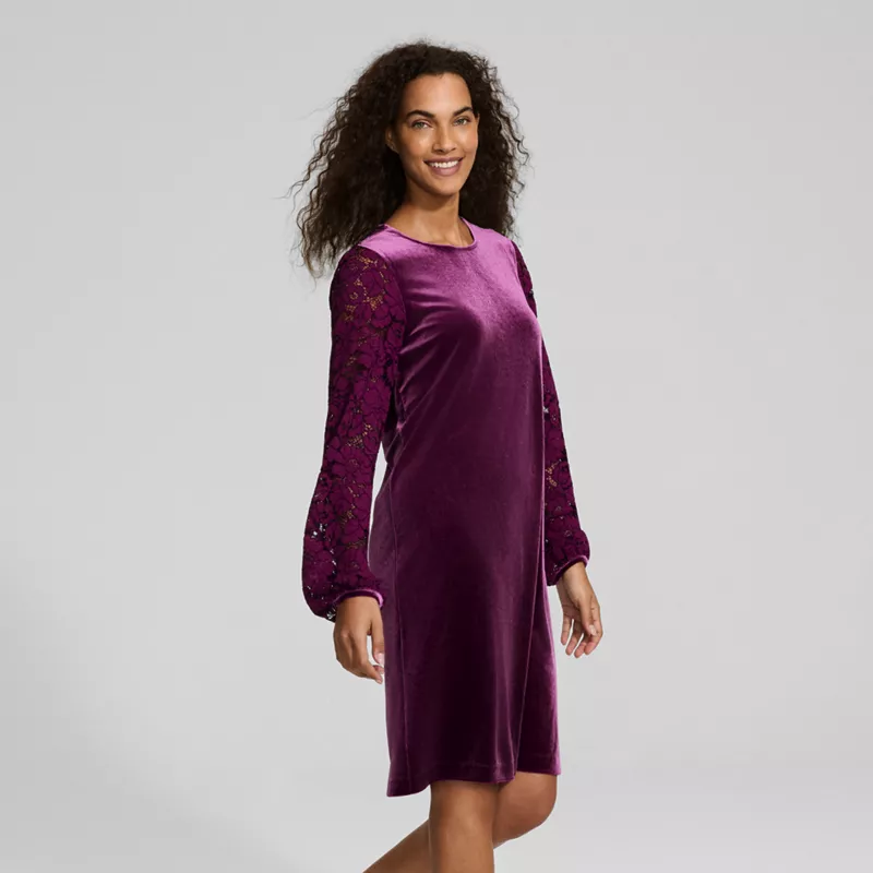 Women's Velvet Lace At the Knee Dress, alternative image