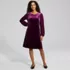 Women's Velvet Lace At the Knee Dress, Front