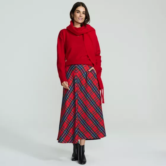 Women's Brushed Flannel Midi Skirt - primary