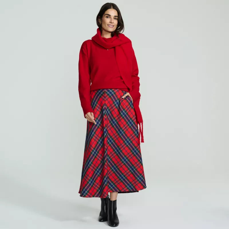 Women's Brushed Flannel Midi Skirt, alternative image