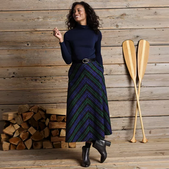 Women's Brushed Flannel Midi Skirt - primary