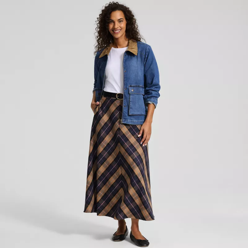 Women's Brushed Flannel Midi Skirt, alternative image