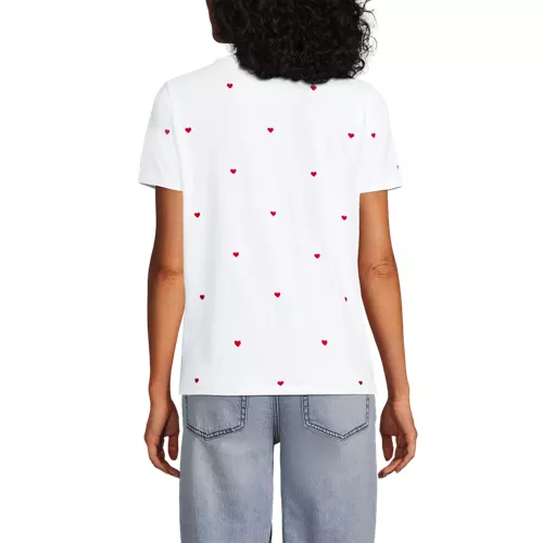 Women's Relaxed Supima Cotton Embroidered Crew Neck T-Shirt, Back