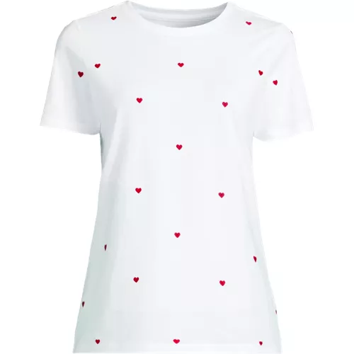 Women's Relaxed Supima Cotton Embroidered Crew Neck T-Shirt, Front