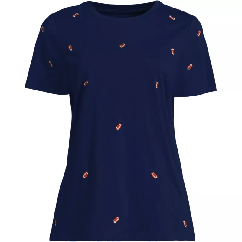 Women's Relaxed Supima Cotton Embroidered Crew Neck T-Shirt, Front