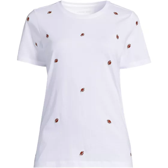 Women's Plus Size Relaxed Supima Cotton Embroidered Crew Neck T-Shirt - primary