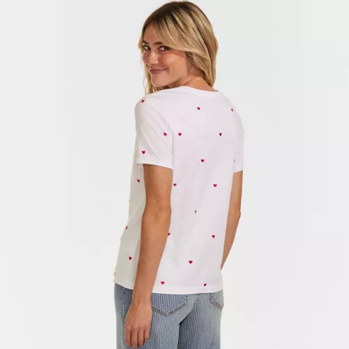 Women's Relaxed Supima Cotton Embroidered Crew Neck T-Shirt, Back