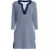 Women's SunShade UPF50 Quickdry 3/4 Sleeve Notched Collar Swim Coverup, Front
