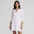 Women's SunShade UPF50 Quickdry 3/4 Sleeve Notched Collar Swim Coverup, Front