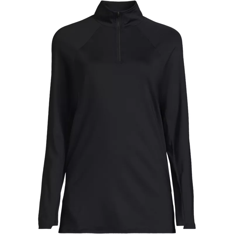 Womens SunShade UPF50 QuickDry Long Sleeve Quarter Zip Tunic Swim Cover-up, Front
