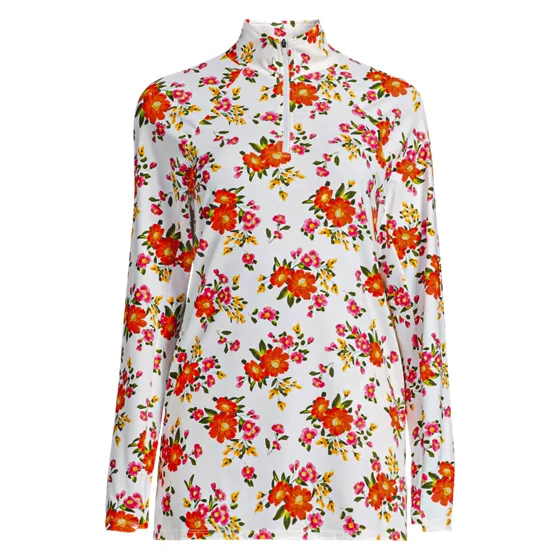 Womens SunShade UPF50 QuickDry Long Sleeve Quarter Zip Tunic Swim Cover-up - primary