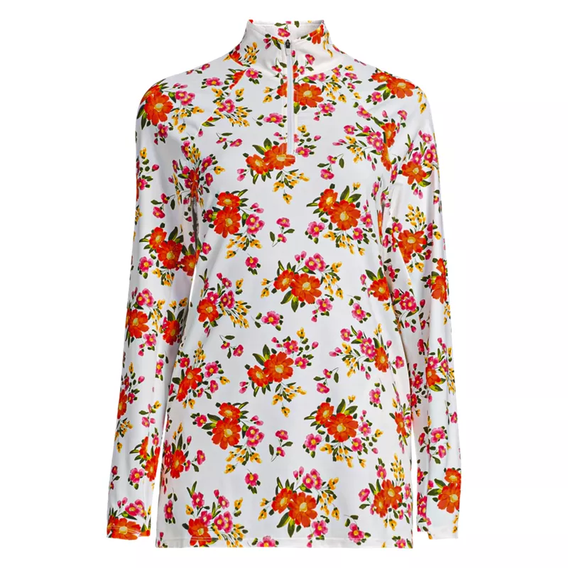 Womens SunShade UPF50 QuickDry Long Sleeve Quarter Zip Tunic Swim Cover-up, Front