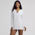 Womens SunShade UPF50 Quickdry Long Sleeve Notched Collar Tunic Swim Cover-up, Front