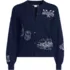 Women's Cotton Placed Jacquard Cardigan Sweater, Front