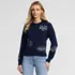 Women's Cotton Placed Jacquard Cardigan Sweater, Front